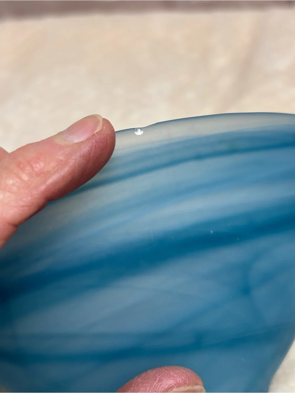 Alabaster Glass Bowls (2); Swirl Finish in Turquoise and Aqua